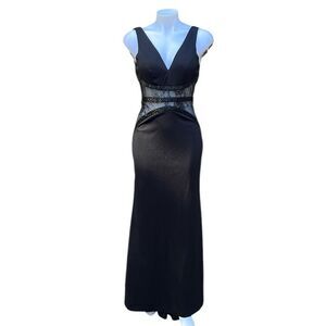 Sherri Hill black V Neck Black beaded lace gown size 4